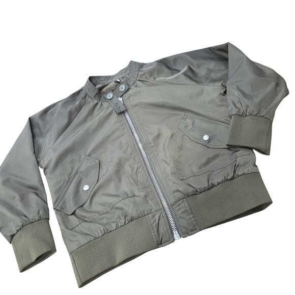 Free People Olive Moss Green Satin Bomber Jacket Pockets Size Small - Picture 1 of 7